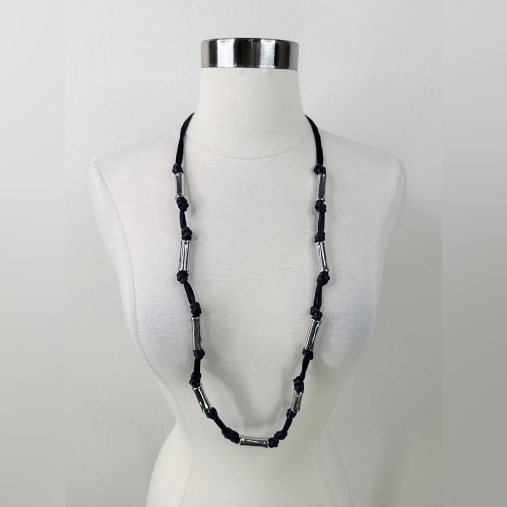 Chicos Cord Knot Beaded Necklace